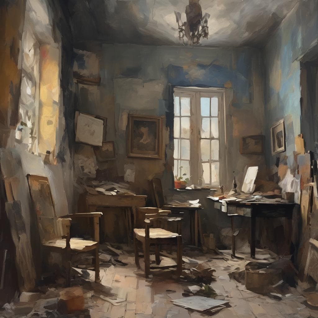 Λέξεις-κλειδιά: Αντίληψη του Βάθους στην Τέχνη, ρεαλιστική εικόνα, εσωτερικό δωμάτιο, μελέτη φωτισμού, παράθυρο, καφασωτό, οικολογική αισθητική, ατμοσφαιρική τέχνη, συλλογή έργων τέχνης.