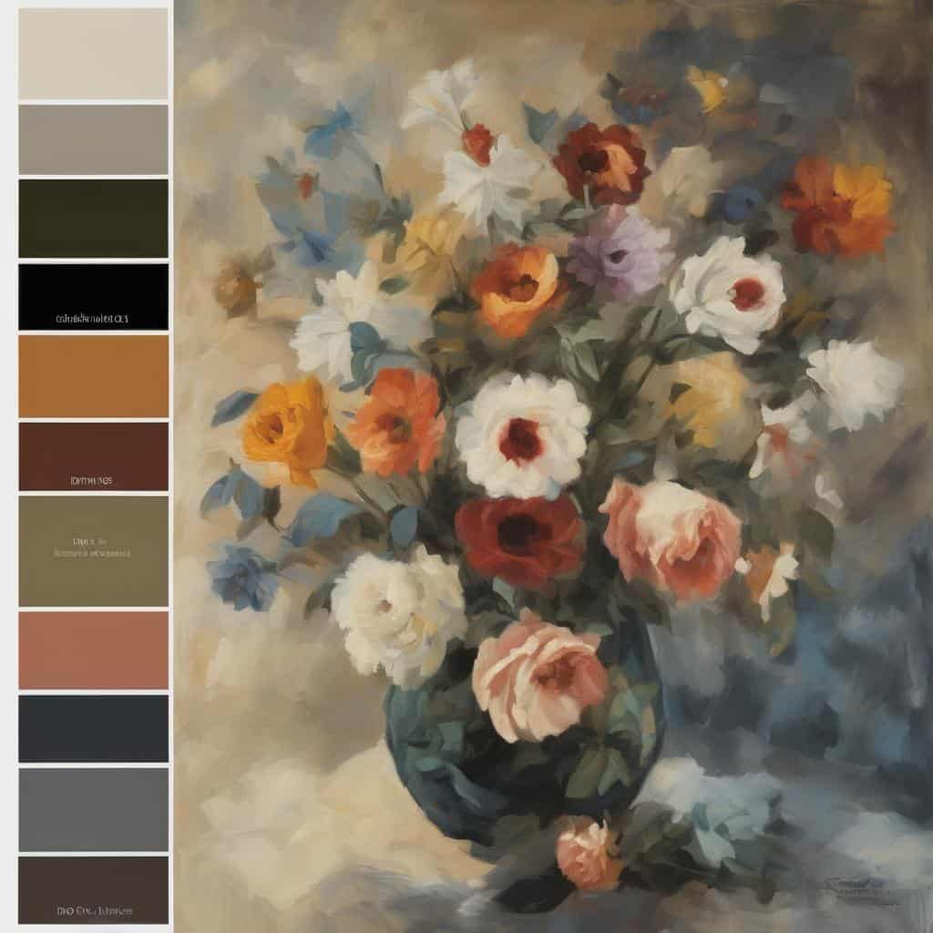 Λουλούδια σε βάζο με έμφαση στην αντίληψη του βάθους και την απτική τεχνική στην τέχνη.